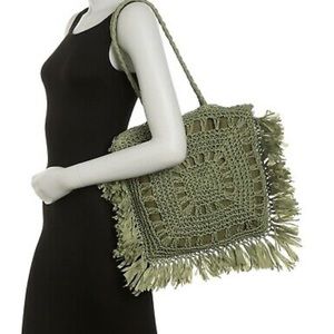 *SOLD* MOST WANTED USA Seagrass Woven Tote Shoulder Bag  in Green